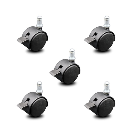 Service Caster 2 Inch Flat Black Hooded Nylon Wheel Grip Ring Chair Caster with Brake SCC, 5PK SCC-GR02S50D-NYS-FB-B-716X78-5